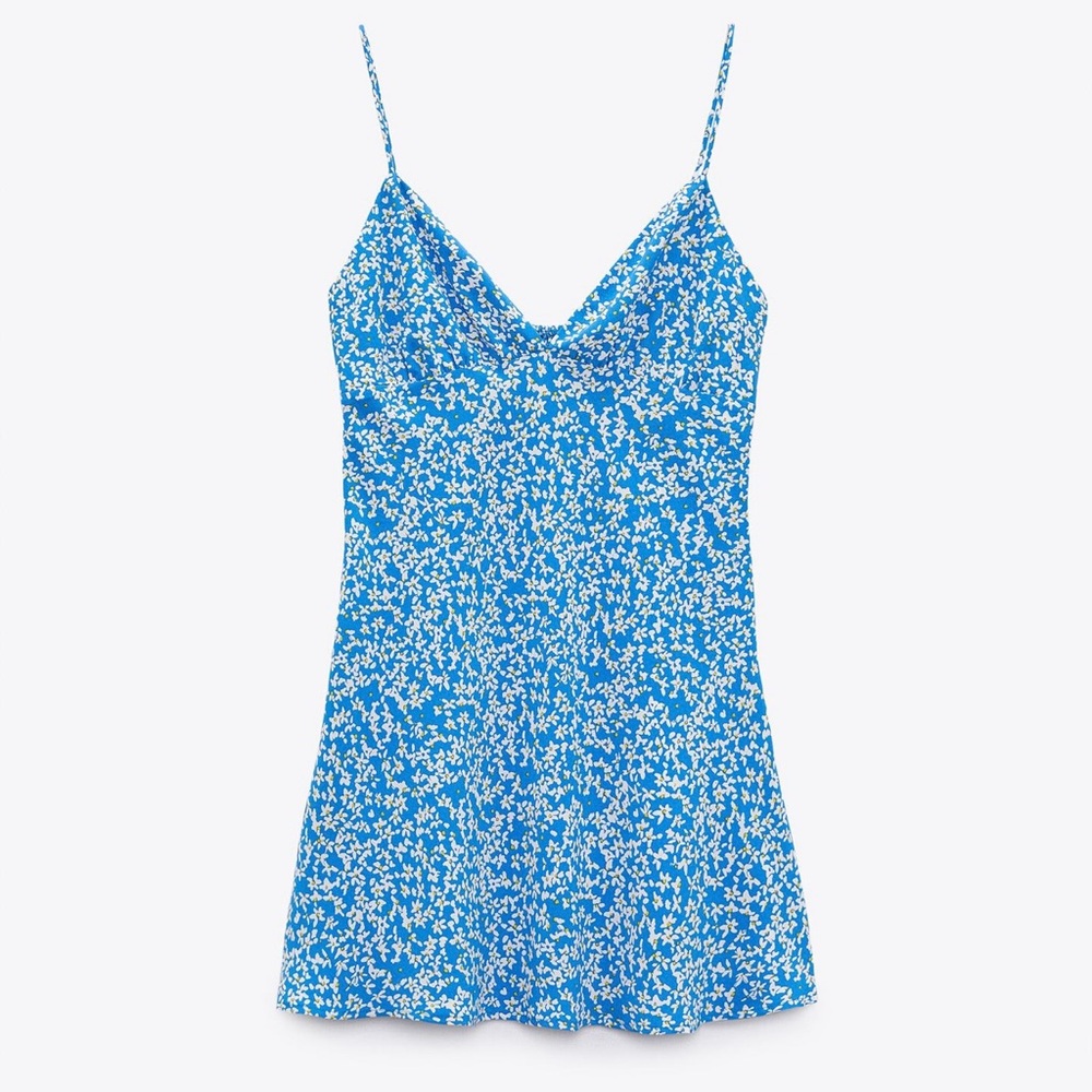 Zara Blue and White Floral Dress